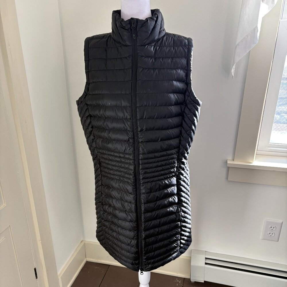 Duluth Trading Company Down-Right Tunic Length Vest, Black, Size Large